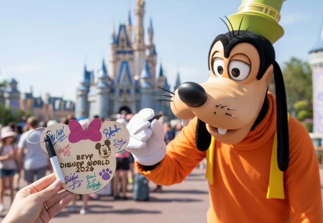 Autograph Disney Card Wood Keychain Sign Disney Magical Happy Place ...