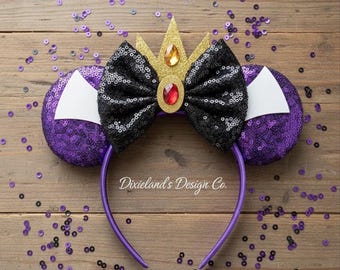 Villain Evil Queen Magical Place Theme Park Mickey Headband Minnie Bow Mouse Ear Headband Halloween Cosplay Movie Character Head Accessories