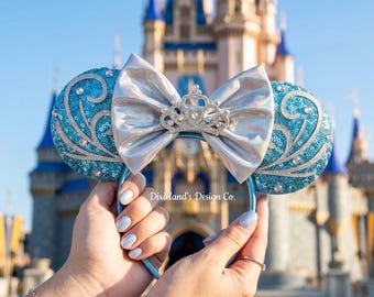 Princess Cinderella Magical Place Mickey Ears Mouse Minnie Bow Headband Ear Headband Theme Park Halloween Cosplay Headwear Accessories
