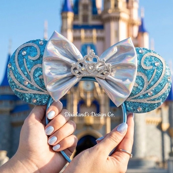 Princess Cinderella Magical Place Mickey Ears Mouse Minnie Bow Headband Ear Headband Theme Park Halloween Cosplay Headwear Accessories