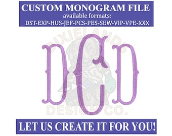 Custom fishtail single monogram embroidery font, DST font format, PES Font, Customer Choice one Monogram, fishtale single monogram font file