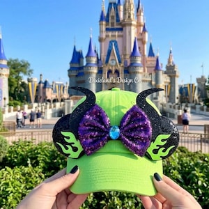 Maleficent Sleeping Beauty Hat Magical Place Mickey Ears Mouse Minnie Bow Baseball cap Ear hat Theme Park Halloween Cosplay Headwear hat