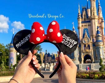 Personalisierte Minnie Ohren benutzerdefinierte Haarband Magischer Ort Micky Ohren Maus Minnie Bogen Stirnband Themenpark Halloween Cosplay Kopfbedeckungszubehör