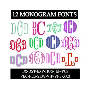 Embroidery monogram design bundle, bx font, machine embroidery, monogram bundle font, embroidery machine, pes font, jef font, multi sized