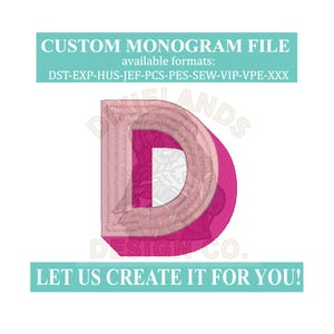Custom Shadow Block single monogram embroidery font, DST font format, PES, Customer Choice one Block Shadow Monogram, single monogram file
