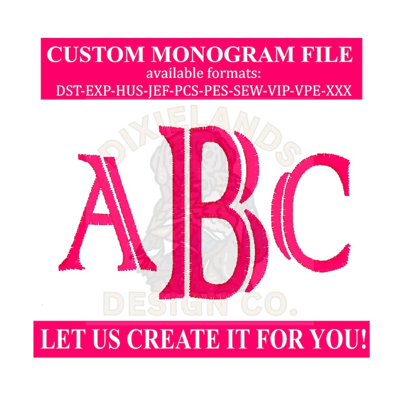 Custom Colonial Monogram Embroidery Font: DST, PES Formats (digital ...