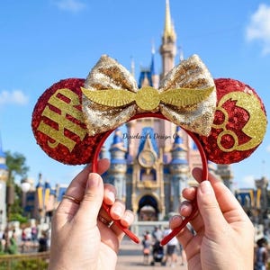 H Potter Wizard School Magic castle Place Mickey Ears Mouse Minnie Bow Headband Ear Headband Theme Park Halloween Cosplay Headwear Accessory