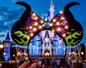 Maleficent Villain Queen Magical Place Theme Park Mickey Headband Minnie Bow Mouse Ears Halloween Cosplay Movie Character Head Accessory