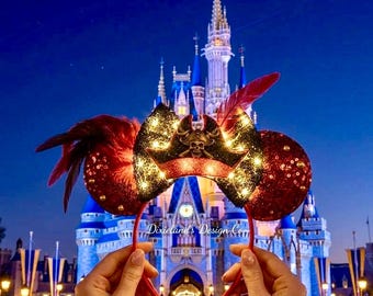 Pirates Caribbean Magical Place Theme Park Mickey Headband Minnie Bow Mouse Ear Headband Halloween Cosplay Movie Character Head Accessory