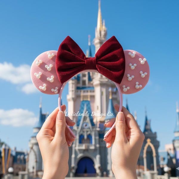 Valentines Day Minnie Ears Magical Place Mickey Ears Mouse Minnie Bow Headband Ear Headband Theme Park Halloween Cosplay Headwear Accessory