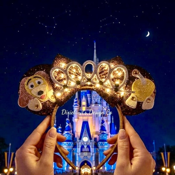 Slinky Dog Sequin Ears Magical Place Theme Park Mickey Headband Minnie Bow Mouse Ear Headband Halloween Cosplay Movie Character Headwear