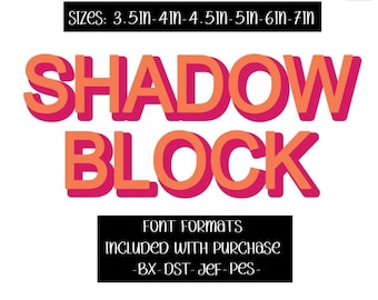 Embroidery Shadow block monogram design , bx font, machine embroidery, Shadow Block bx font, embroidery machine, block shadow font, jef font