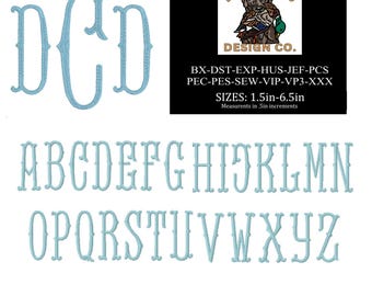 Fischschwanz Stickerei Monogramm Schrift Bundle: Multi-Sized ONE aus PES JEF (Digitaler Download)