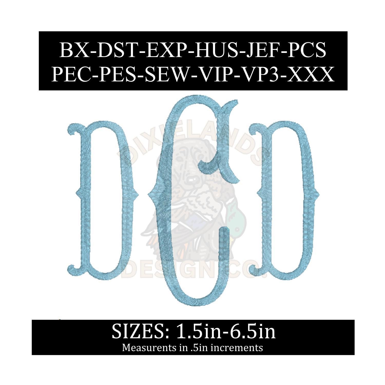 Embroidery monogram design bundle, bx font, machine embroidery, fishtail monogram font, embroidery machine, pes font, jef font, multi sized