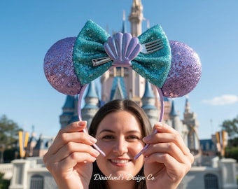 Tiara da Pequena Sereia Ariel, Parque Temático Lugar Mágico, Tiara do Mickey, Tiara com Laço da Minnie, Tiara com Orelhas de Rato, Acessório de Cabeça para Cosplay de Halloween, Personagem de Filme