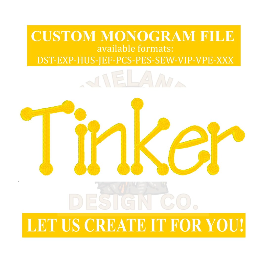 Custom Tinker Monogram Embroidery Font: DST, PES (digital Download) - Etsy