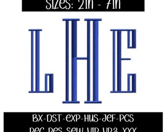 Engraved Monogram Font: Multi-Sized Embroidery Design Bundle (Digital Download)