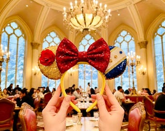 Beauty Beast Belle Rose Magical Place Mickey Ears Mouse Minnie Bow Headband Ear Headband Theme Park Halloween Cosplay Headwear Accessories