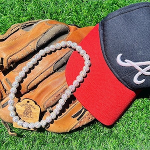 Customized Baseball ice drip disco bling necklace boys girls baseball rhinestone beaded necklace bracelet custom sparkle softball jewelry