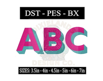 Embroidery Shadow Block Monogram Font Bundle: BX, PES, DST Formats (Digital Download)