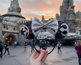 Dark Light Side Darth Rebel Magical Place Mickey Ears Mouse Minnie Bow Headband Ear Headband Theme Park Halloween Cosplay Headwear Accessory