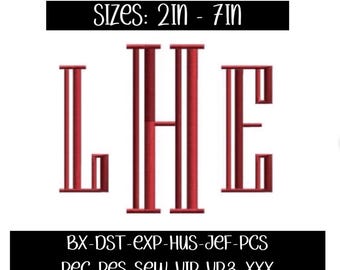 Engraved Monogram Font: Multi-Sized Embroidery Design Bundle (Digital Download)