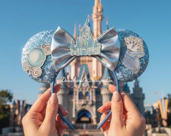 Princesa Cenicienta Lugar Mágico Orejas de Mickey Mouse Minnie Diadema con Lazo Diadema con Orejas Parque Temático Halloween Cosplay Accesorios para la Cabeza