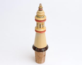 Bouchon de bouteille jaune phare - souvenir vintage d'Algarve au Portugal