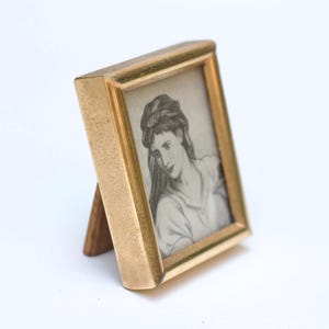 Vintage Miniature Brass Picture Frame - Small Gold Tabletop Photo Holder