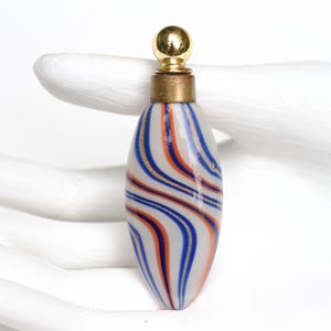 Art Deco parfymflaska - Vintage Murano-glasflaska 7,5 cm i blått och orange