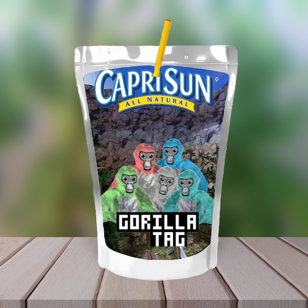 Video Game Birthday Caprisun, Gorilla Tag Caprisun, Gorilla Tag Juice Pouch Wrapper Labels, Caprisun Juice Label, Gorilla Tag Birthday