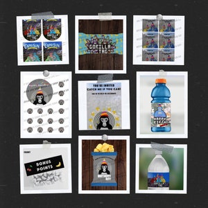 Video Game Birthday, Gorilla Tag Caprisun, Gorilla Tag Party Pack, Water Bottle Label, Gorilla Tag Birthday