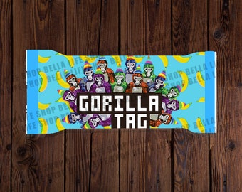 Etiqueta digital para golosinas de arroz inflado de cumpleaños de Gorilla Tag
