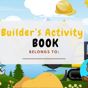 Builder Activity Book for Kids, 64 A4 Printable Pages with Construction Puzzles