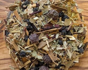 Té de bayas de espino para la vitalidad / Mezcla de hierbas orgánicas para apoyar la presión arterial y la salud cardíaca / Té de hojas sueltas con hibisco y arándano