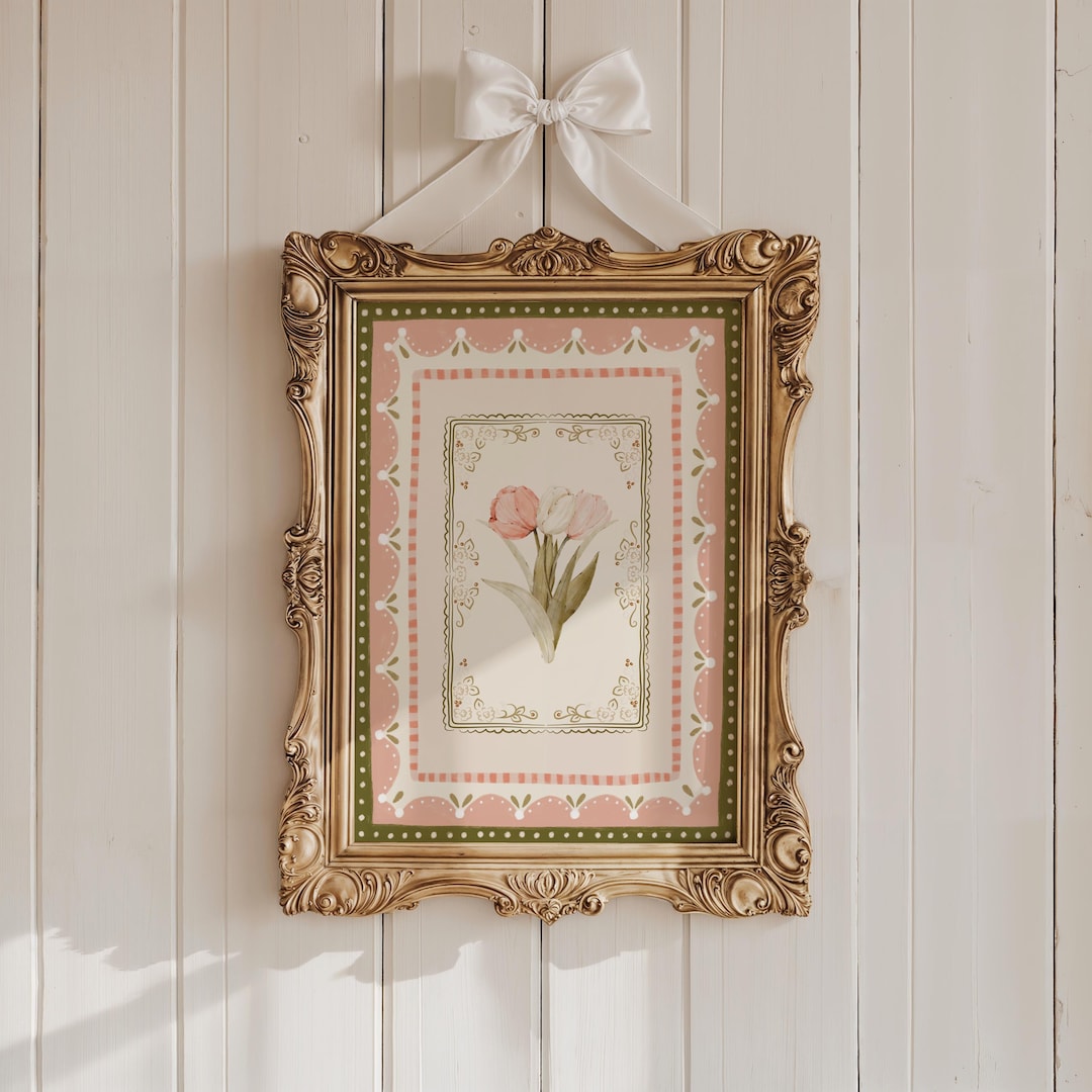 Whimsical Pink Tulips Art Print | Printable Wall Art, Digital Download ...