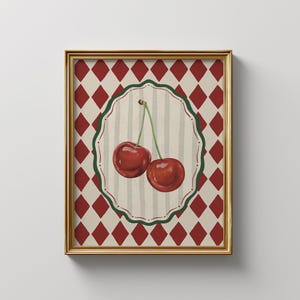 Cottage Core Cherries Art Print | Printable Wall Art, Digital Download