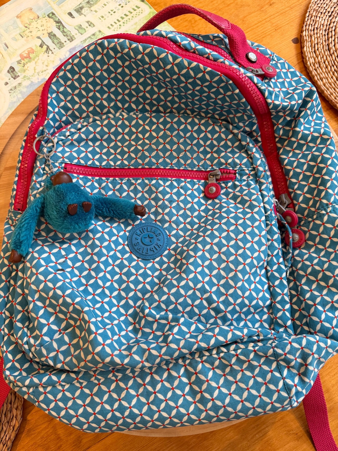 Kipling Backpack Pattern Kipling Seoul Backpack With a Geometric Pattern and Monkey Keychain. - Etsy