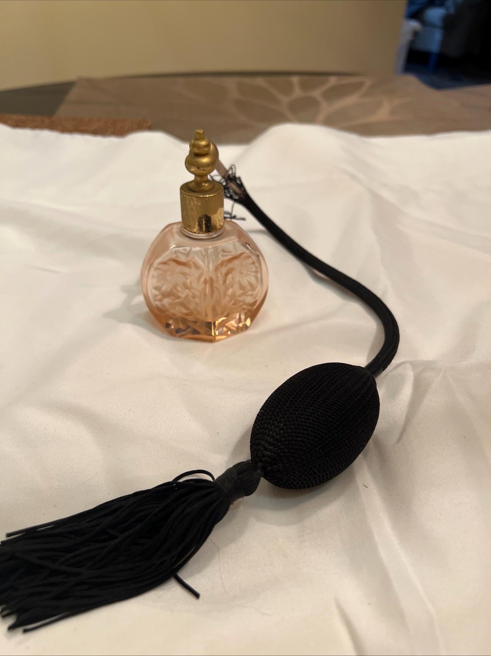 Antique Pink Glass Perfume Bottle With Atomizer and Brass Top - Etsy