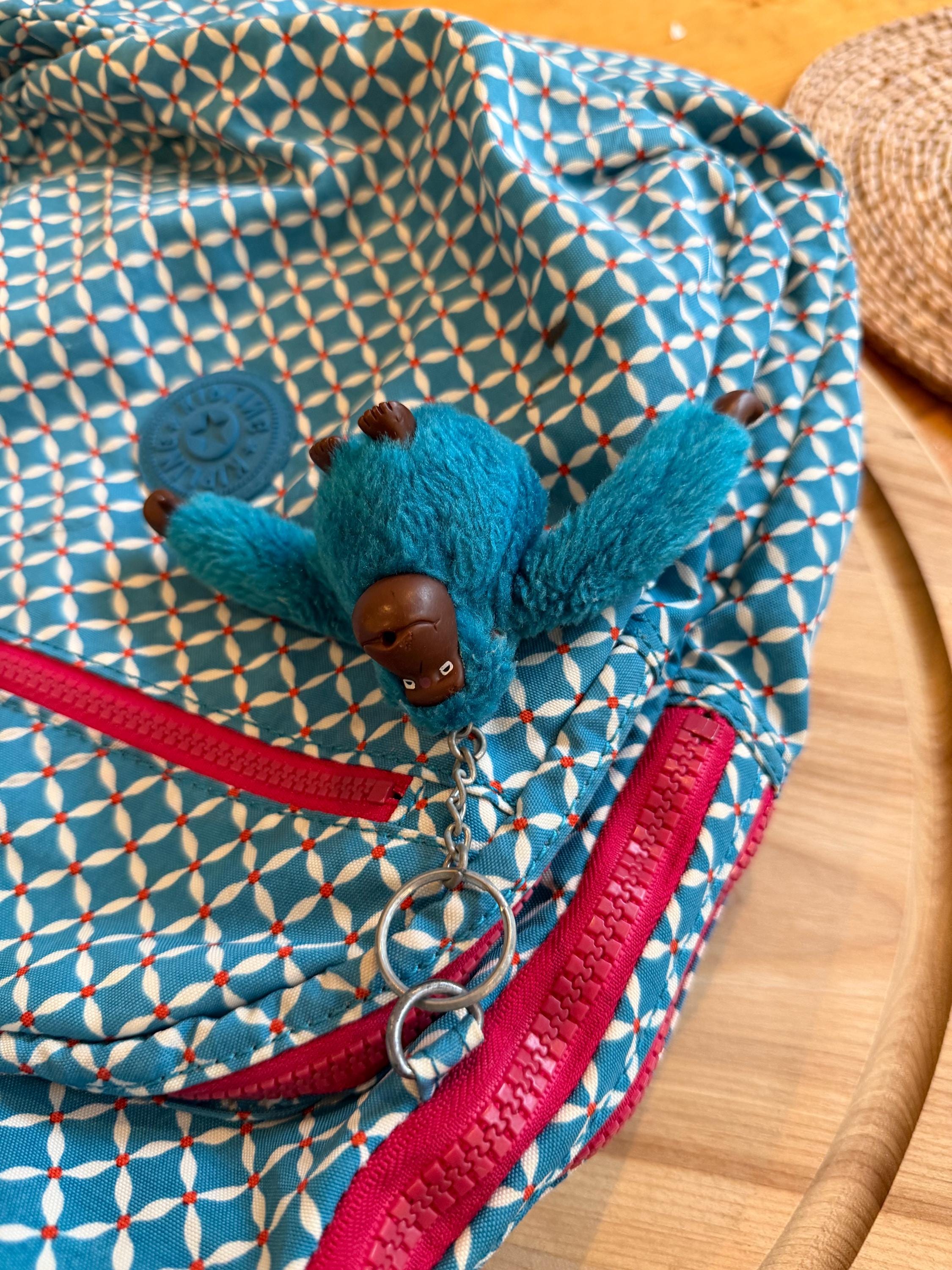 Kipling Seoul CU Padded Nylon Persian Jewel Backpack w/Signature Monkey Keychain NWT KIPLING MONKEY KEY RING FOB BAG CHARM BLACK GREEN BLUE  main image 2