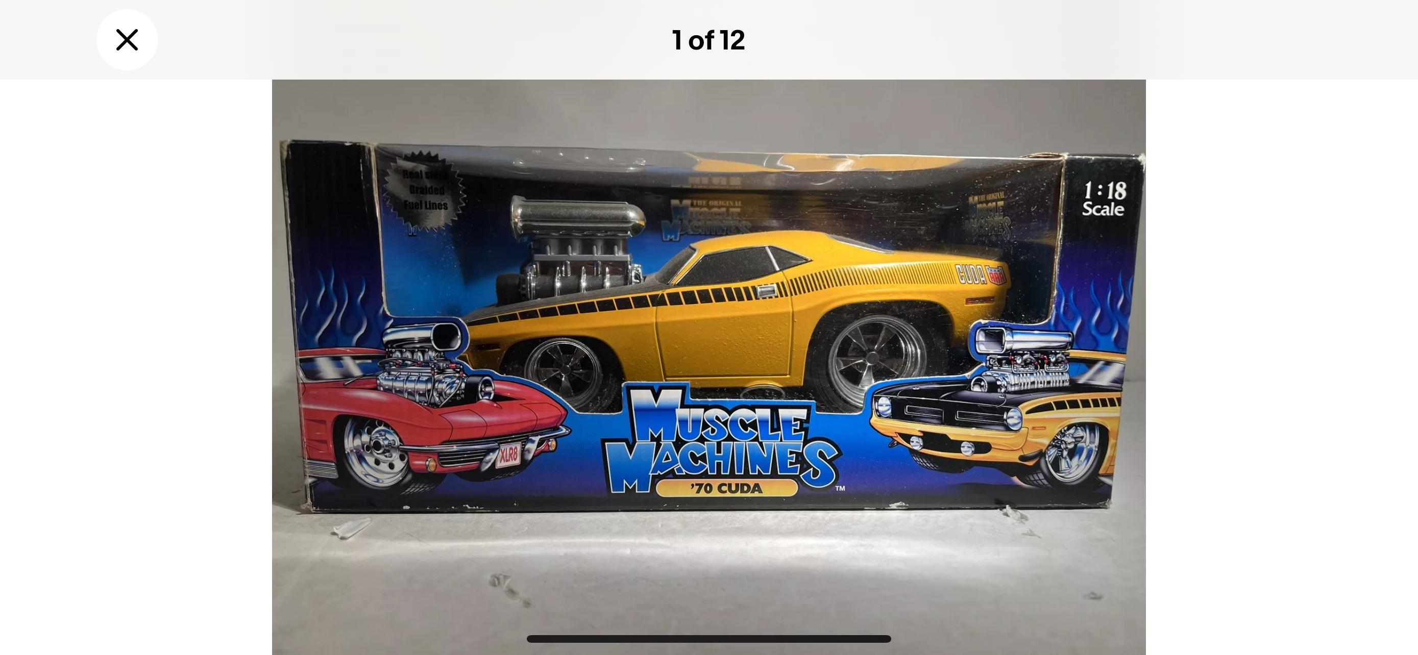 Muscle Machines. Too Hot '70 Dodge Cuda. Yellow 1:18 Scale Funline
