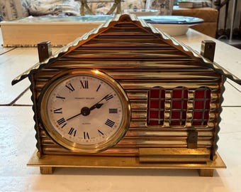 希少 スイス製 家計管理ボックス ヴィンテージ 金庫 ミッドセンチュリー レトロ Mid-20th Century Swiss-made Log Cabin Alarm Clock Retailed by