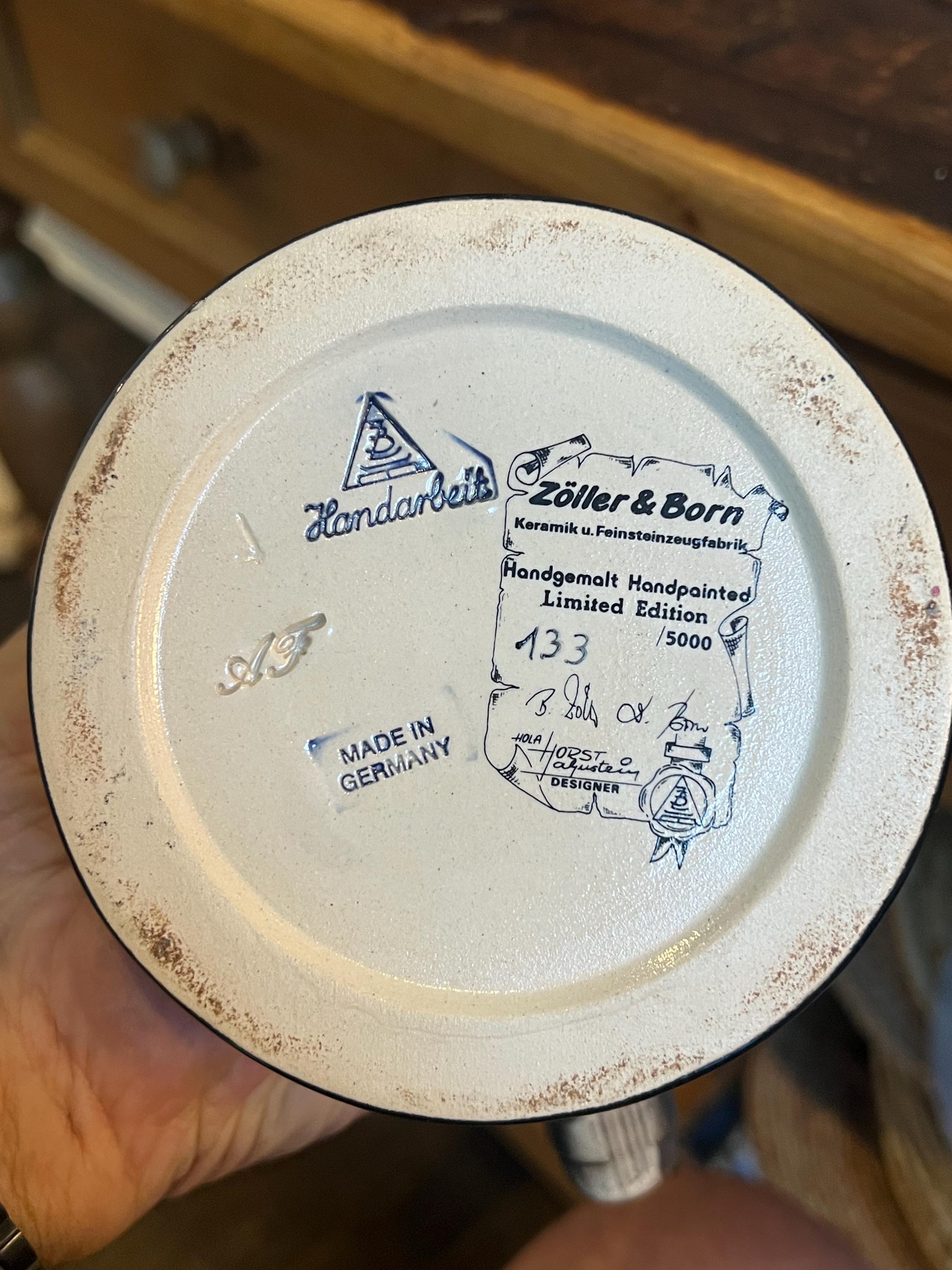 ヴィンテージ Zoller & Born 限定版ドイツ ビール ジョッキ。ハンド