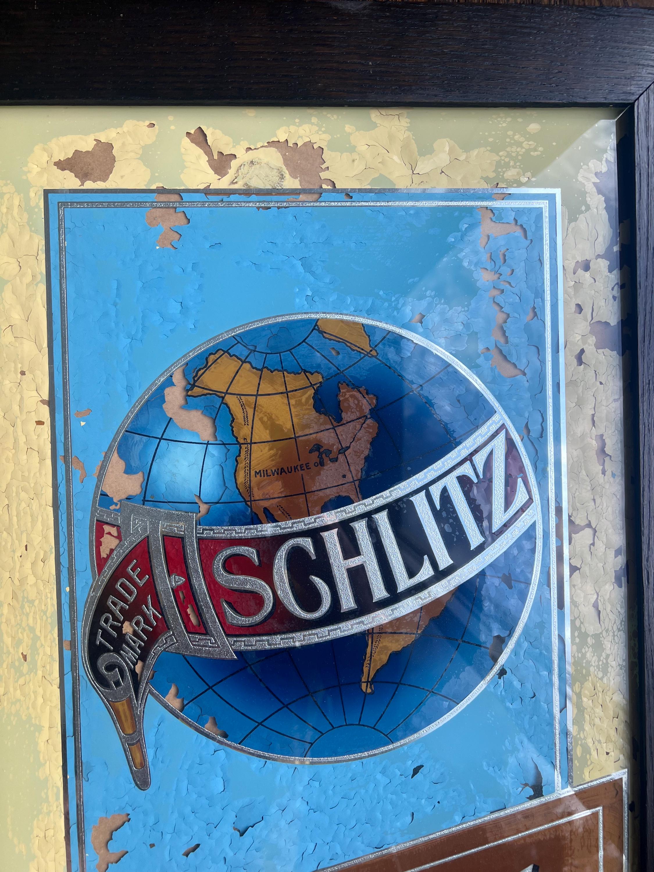 アンティーク パブミラー 壁掛け SCHLITZ BEER ヴィンテージ Vtg