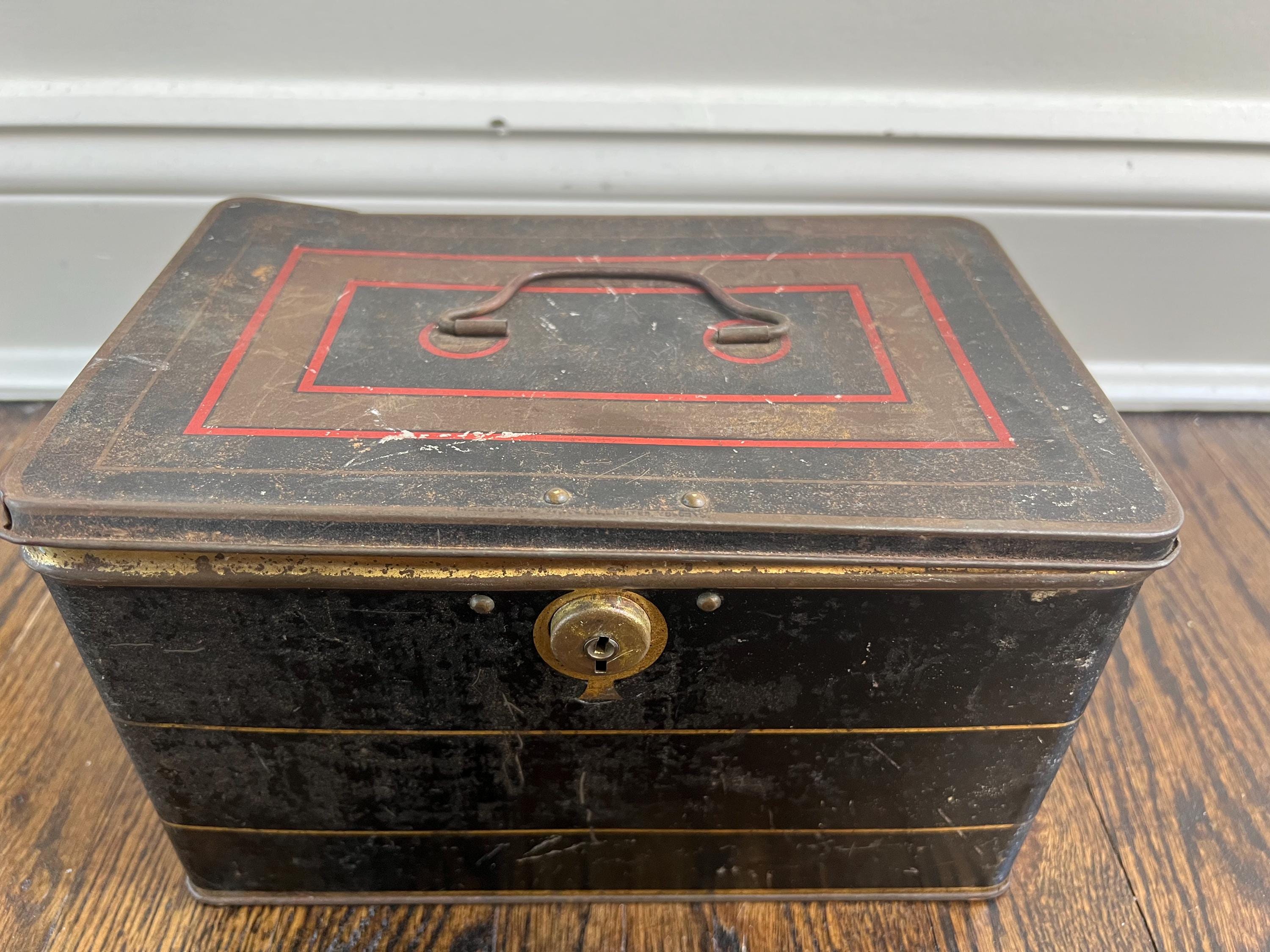 Antique Late Victorian Japanned Tin Cash Box/bank - Etsy
