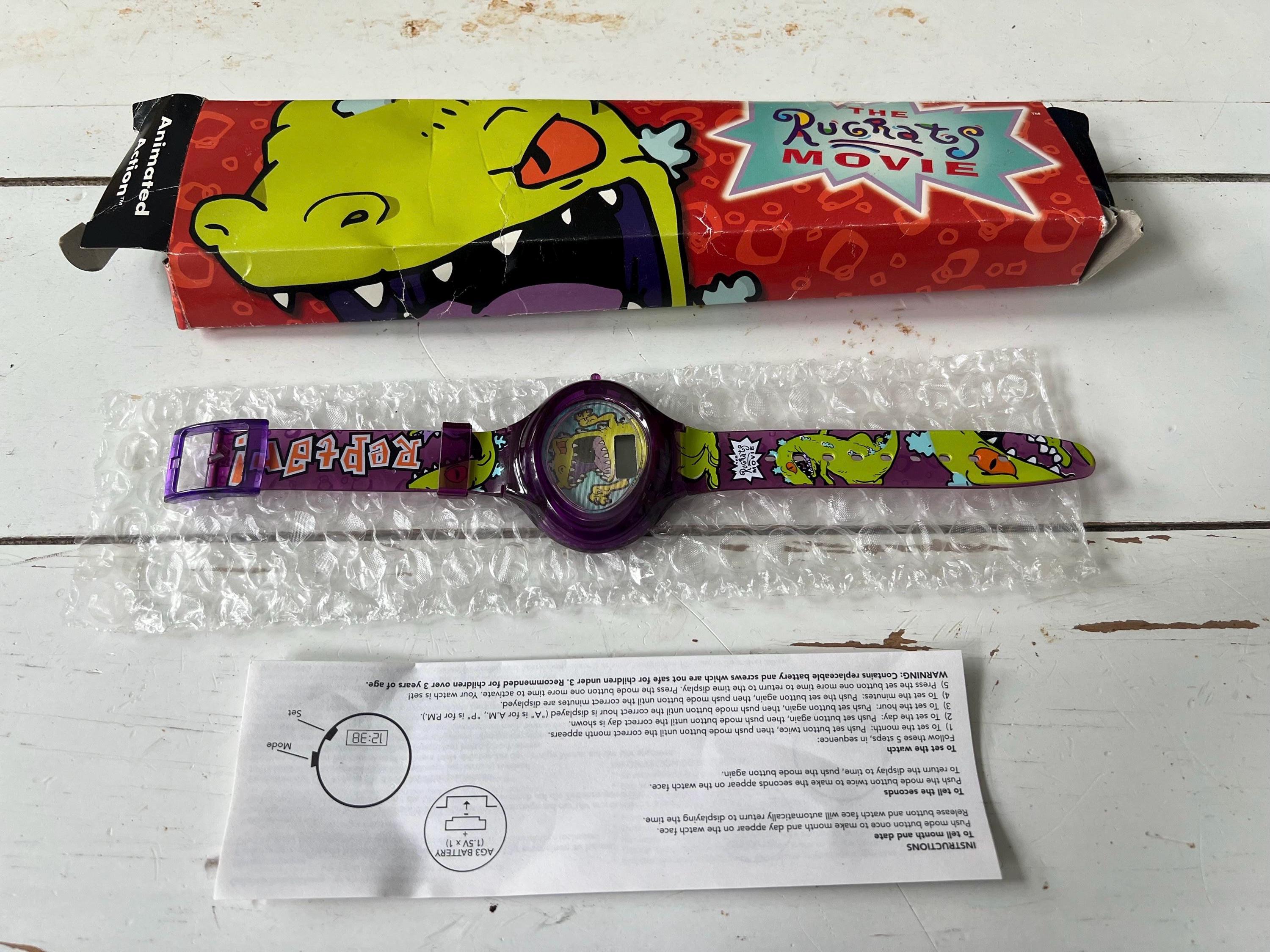 1998 Rugrats Movie Hologram Reptar Dinosaur Watch Burger 