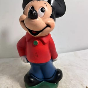 Vintage 1970&quot; Mickey Mouse Disney Character Plastic Piggy Coin Savings Bank
