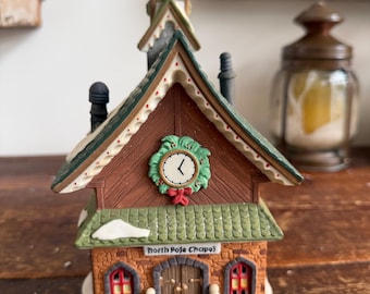 Department 56 North Pole Series ceramic "North Pole Chapel" village piece.