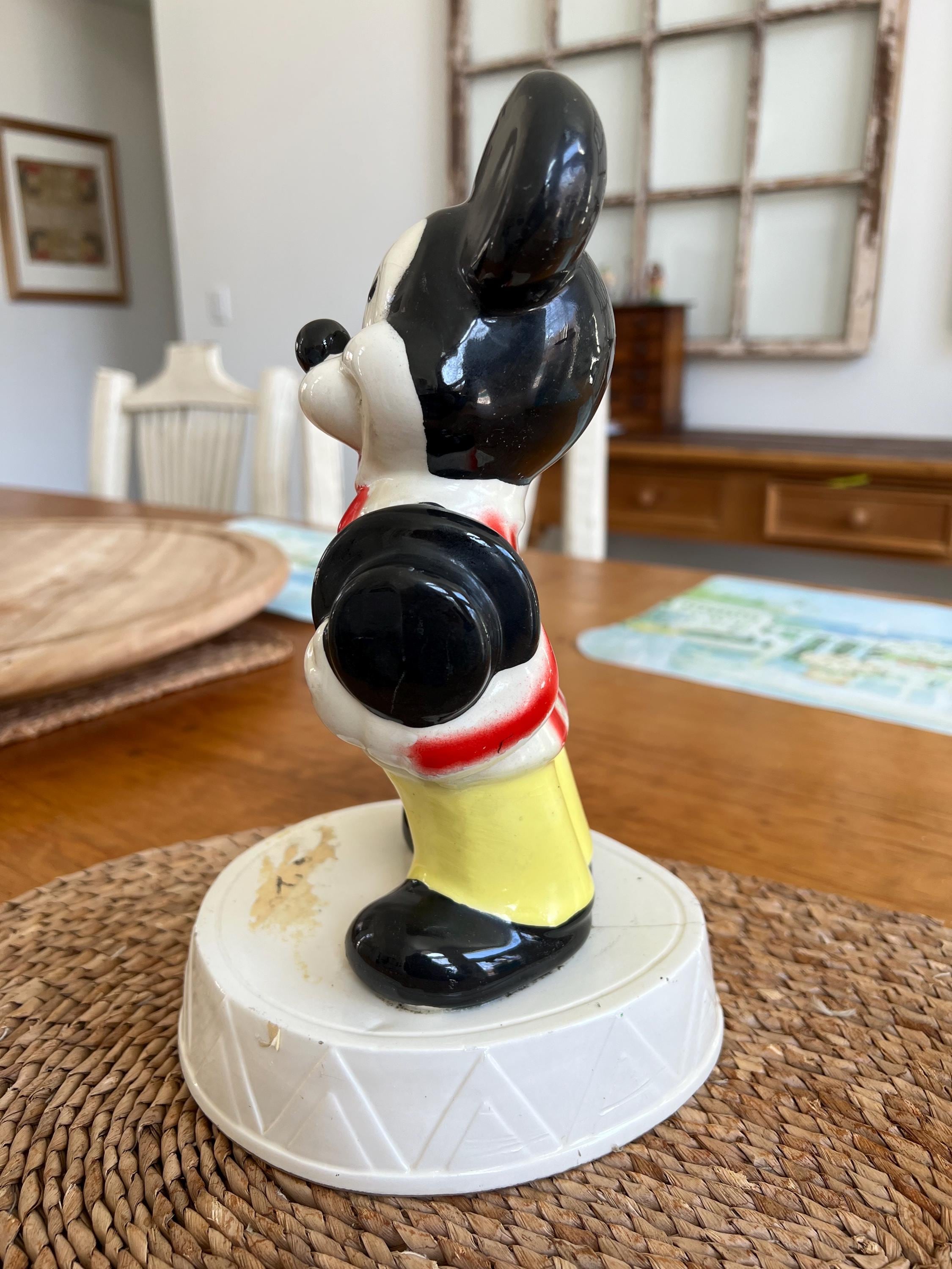 アンティーク雑貨 Old Mickeymouth coinbank doll Vintage Disney Mickey Mouse Ceramic Coin Bank 50th Anniversary