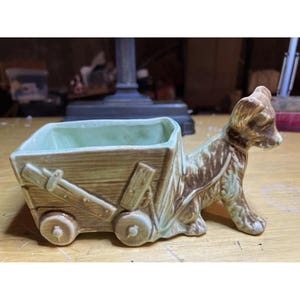 ヴィンテージ テリア犬用 牽引カート プランター マッコイ 8 インチ 長さ 1950 年代 MCM